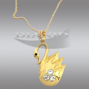Колие - USB флаш памет лебед с кристали SWAROVSKI